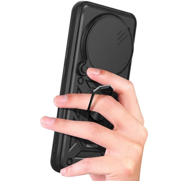 Coque Ring til Honor Magic 8 Pro med Skydelåg til Kamera Stødabsorberende Mayaxess Sort Svart