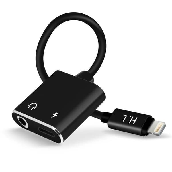 Ääni- ja latausadapteri - HL-096 - iPhone - Lightning - Jack 3.5mm - Musta