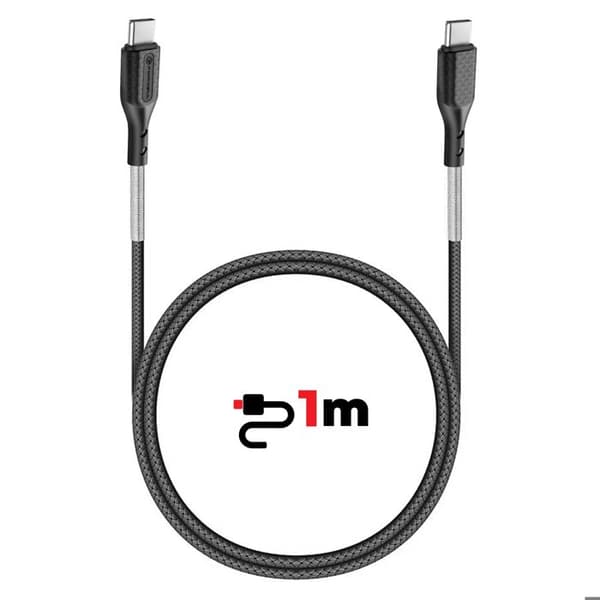 USB-C til USB-C 100W Power Delivery 3.0 Flettet Kul 1m Forcell Sort