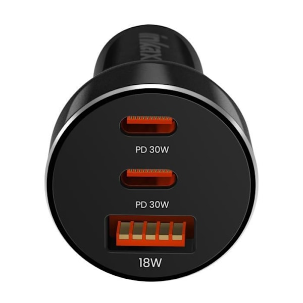Lighteroplader 78W Dobbelt USB-C + USB Hurtigopladning Kompakt Inkax Sort Svart