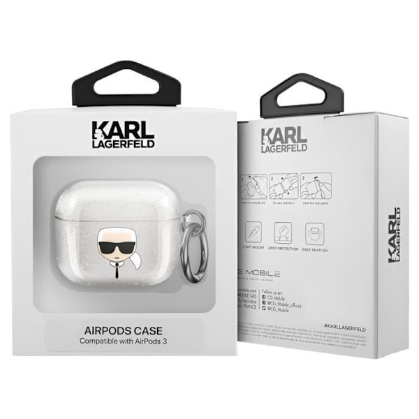 Coque til AirPods 3 Stødabsorberende Glitter Karl Lagerfeld Sølv Grå