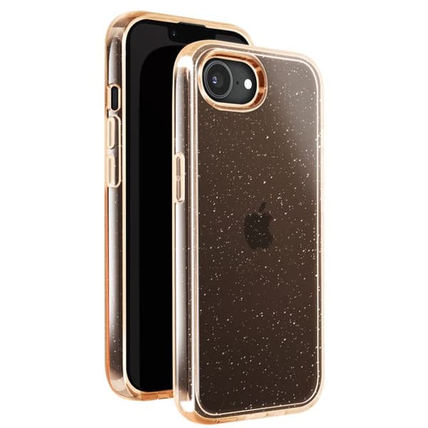 Cover - ADVISE - iPhone 16e - Gyldne glitter - Stødresistent - Let design Gul