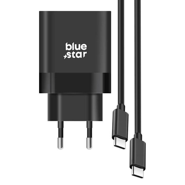 45W strømforsyning Kompakt USB C-oplader med Blue Star USB C-kabel Sort Svart