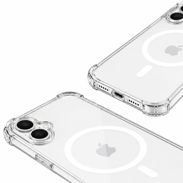 MagSafe-skal för iPhone 16 Plus Stötsäker Bumper med Förstärkta Hörn Transparent Vit
