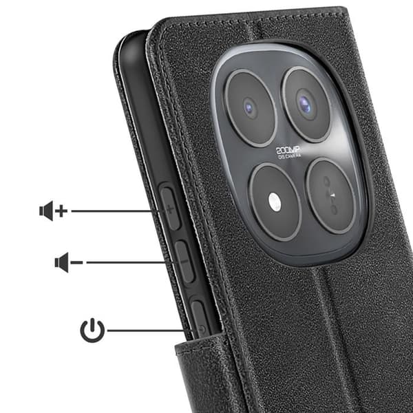 Fodral för Redmi Note 15 Pro Plus med kortficka och videostöd svart Svart