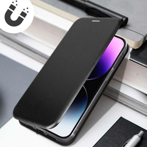AVIZAR iPhone 14 Pro Max Fodral - Flip Card Hållare Video Support - Svart satinfinish Svart
