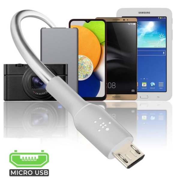 USB-mikro-USB-kaapeli Lataa ja synkronoi USB-IF-sertifioitu 1 metrin Belkin White
