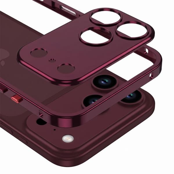 Skydd Design för iPhone 18 Pro Max Stötsäker med Inbyggt Kameraskydd Bordeaux Röd