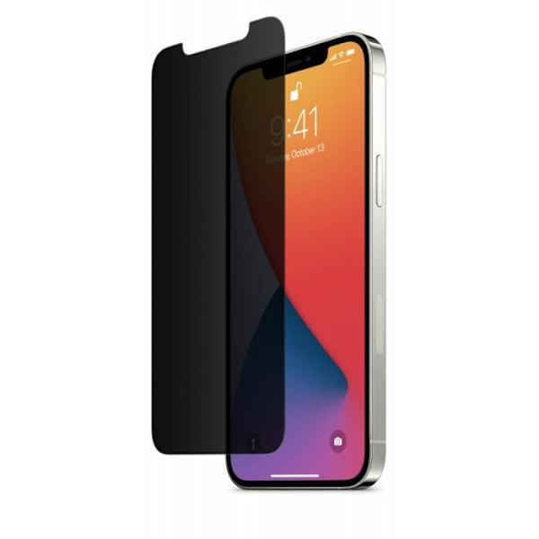 Skärmskydd för iPhone 12/12 Pro Privacy i premium härdat glas 2.5D Eiger Transparent Black Transparent