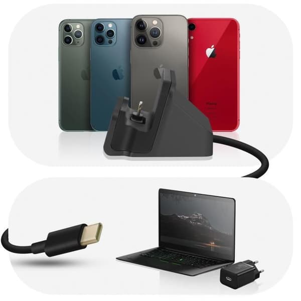 Ladestation - iPhone - Hurtig opladning - Sort - Hurtig opladning - Datasychronisering Svart