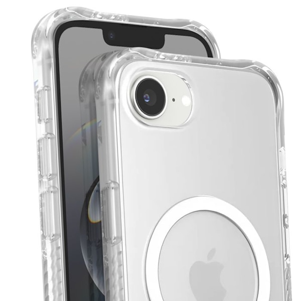 Coque MagSafe til iPhone 16e Silikone Anti-Fald 2.4m Samba Panzer Glas Transparent Vit