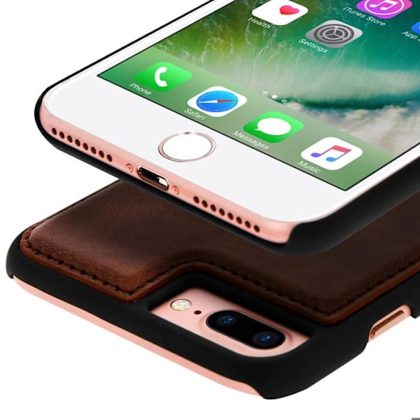 Coque iPhone 8+, 7+, 6+, 6S+ Hårdskydd Äkta Läder Akashi Brun kastanj