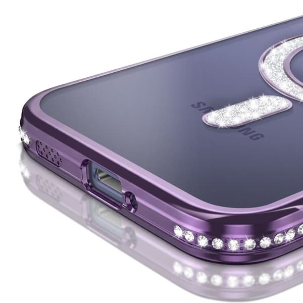 Diamantetui til Galaxy S26 med magnetisk ring og sort / transparent strasskant Svart / Klar
