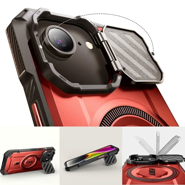 Coque MagSafe для iPhone 16e Антиудар Камера Крышка Поддержка Supcase Красный Röd