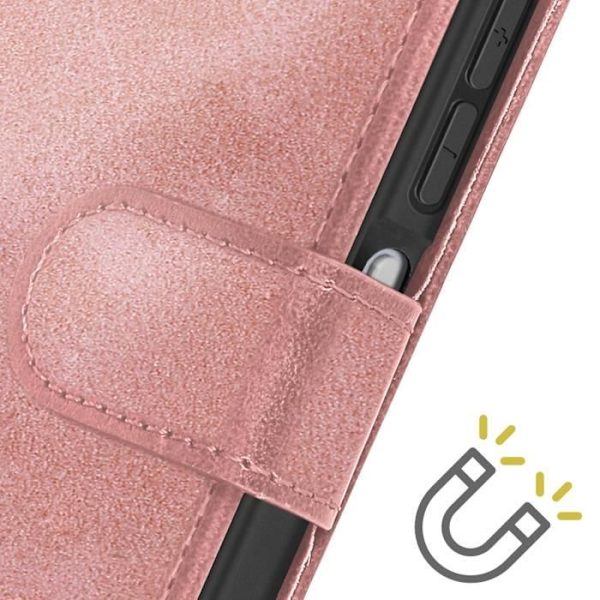 Taske til Xiaomi Poco M6 Håndledsrem Flip Wallet Stand Champagne Pink