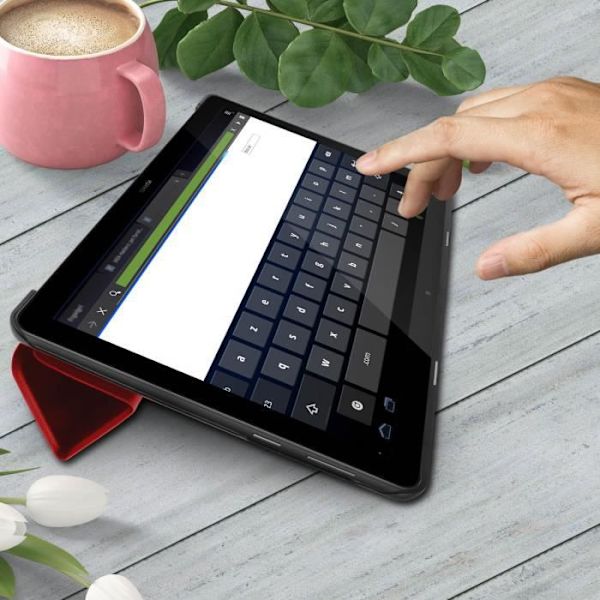 Housse - AVIZAR - Mediapad T5 10.0 - Fickfodral Folio - Video Stöd - Soft Touch Skydd Röd