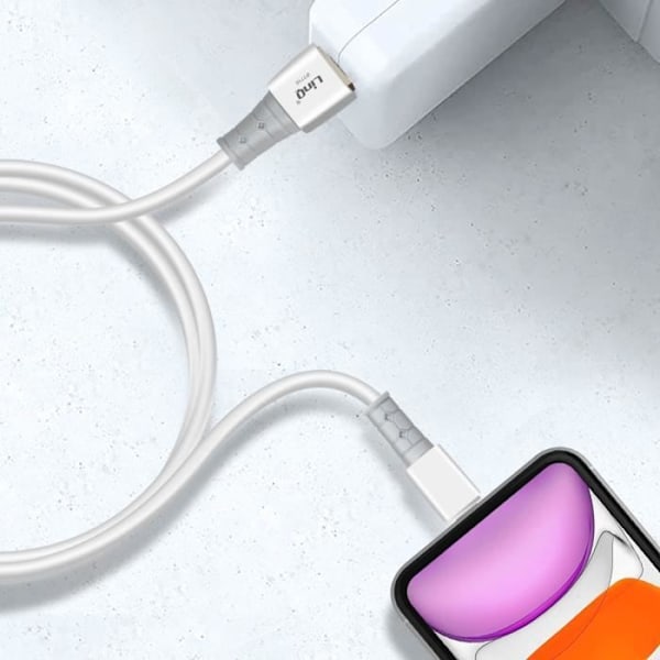 USB till Lightning-kabel - LINQ - 1,2 m - 3A snabbladdning - iPhone och iPad kompatibel - Förstärkta kontakter Vit