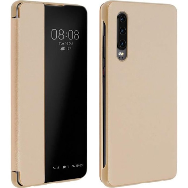 Housu - AVIZAR - Huawei P30 - Kovakotelo - Suuri Läpinäkyvä Ikkuna - Kulta Keltainen Gult guld