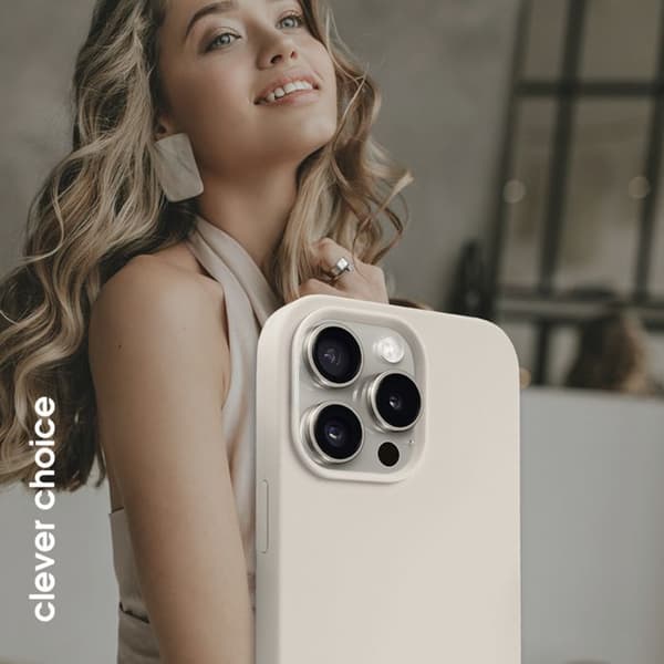 Telefoncase - Crong - iPhone 15 Pro Max - Beige sten - Blød - Stødabsorberende MagSafe Sten beige