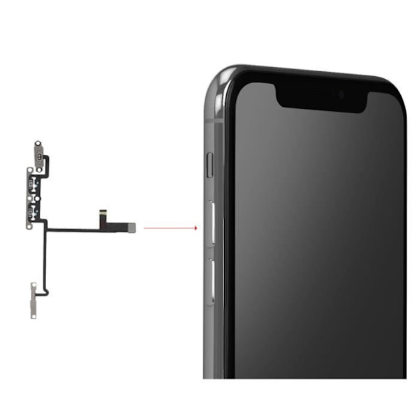 Äänenvoimakkuuspainikekaapeli iPhone X:lle ja Vibrator Black Svart