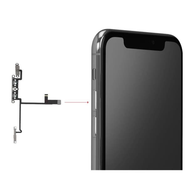 Volymknappskabel för iPhone X med Vibrator Svart Svart