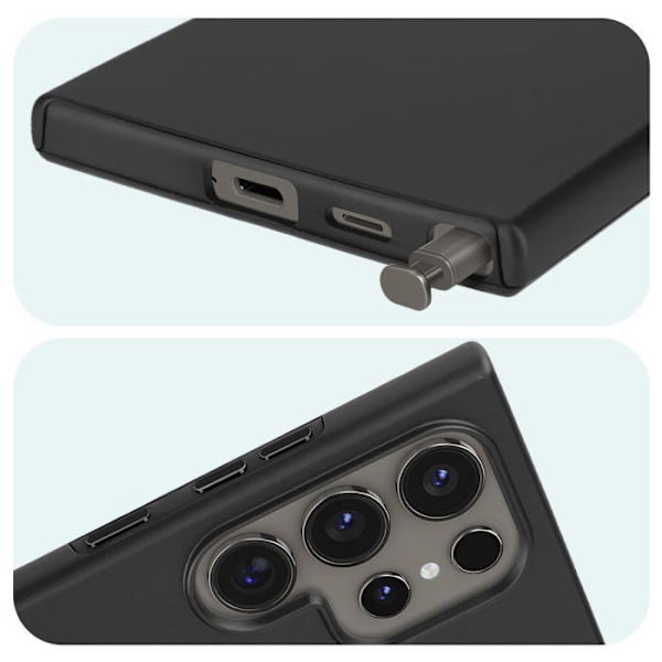 AVIZAR Fullt skyddsfodral för Samsung S24 Ultra - Svart - Hårt och mjukt - Mjukt att beröra - Modernt Svart