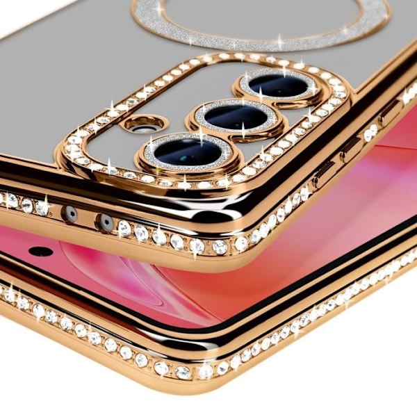 Coque Diamant pour Samsung Galaxy S24 FE MagSafe Contour Strass Dorée Gul