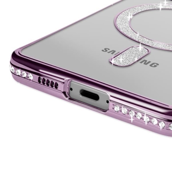 Coque Diamant pour Samsung Galaxy S24 FE MagSafe Contour Strass Violet Lila