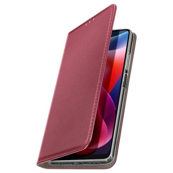 Kotelo Motorola Moto G24 Power Flip Card Holder -jalustalle Function Burgundy Röd