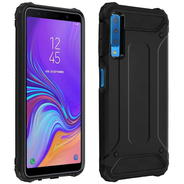 Coque - Samsung - Galaxy A7 2018 - Skydd i två material - Stötabsorberande - Svart Svart