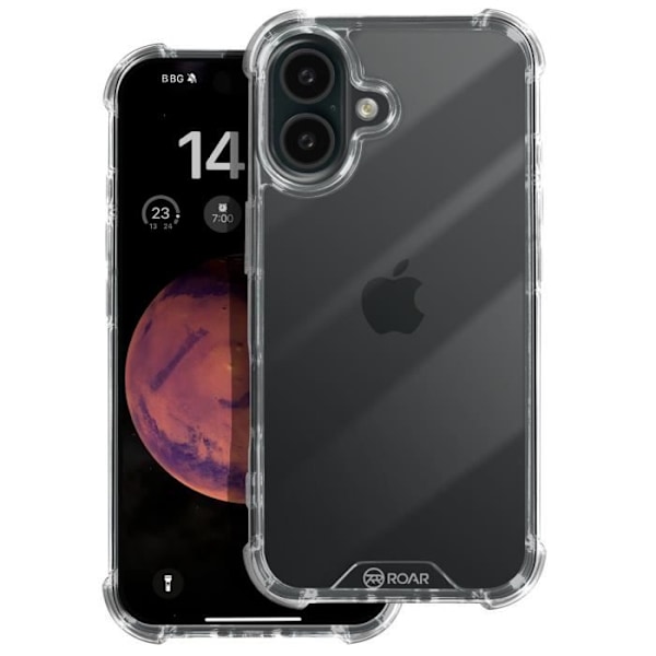 Skal till iPhone 16 Plus - ROAR - Armor Jelly - Stötsäker förstärkta hörn - Smal design - Transparent Transparent