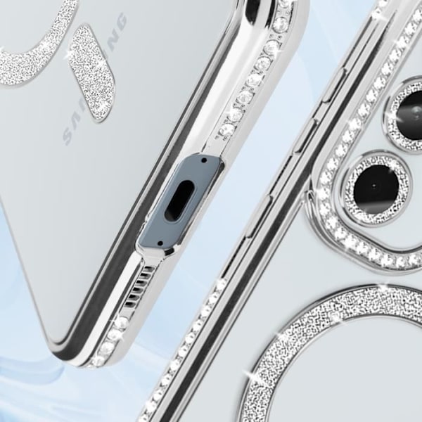Diamantfodral till Samsung Galaxy A55 MagSafe Contour Rhinestone Silver Grå