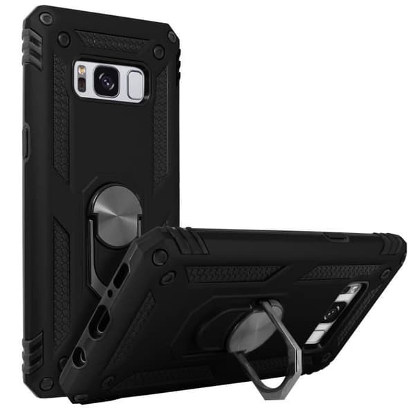 Coque - AVIZAR - Samsung Galaxy S8 - Bi materiale - Hold ring - Sort videostativ Svart
