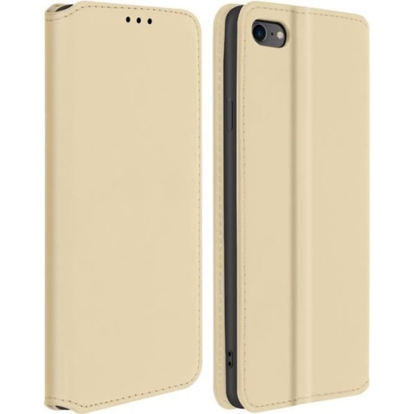 Housse iPhone SE 2020 / 8 / 7 - AVIZAR - Folio Portefeuille Etui - Øko-læder - Magnetisk - Støtte Gult guld
