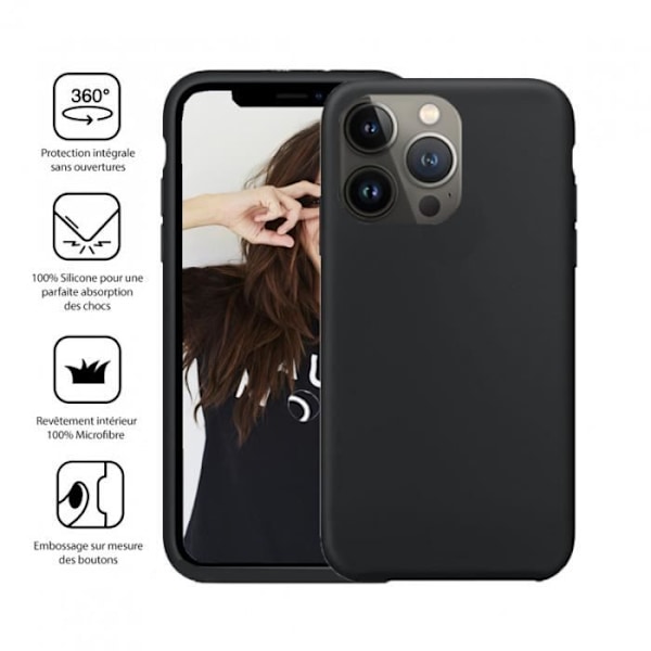 Suojakuori Apple iPhone 13 Prolle Premium Silicone Microfiber Jaym Black Svart