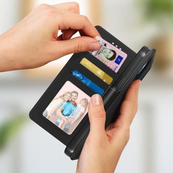 iPhone 13 etui Multi-compartment Wallet Video Support Sort - AVIZAR - Stiv - Syntetisk - Blandet Svart