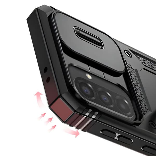 Cover til Galaxy A37 med Støtte Ring og Skydelåg til Kamera Sort Svart