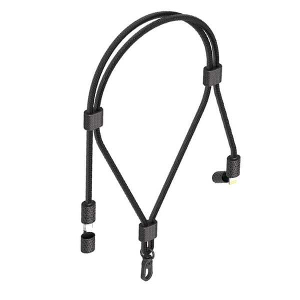 Axelremmsladd - FORCE POWER - USB-C till Lightning - PD 60W (3A) - Justerbar - Svart