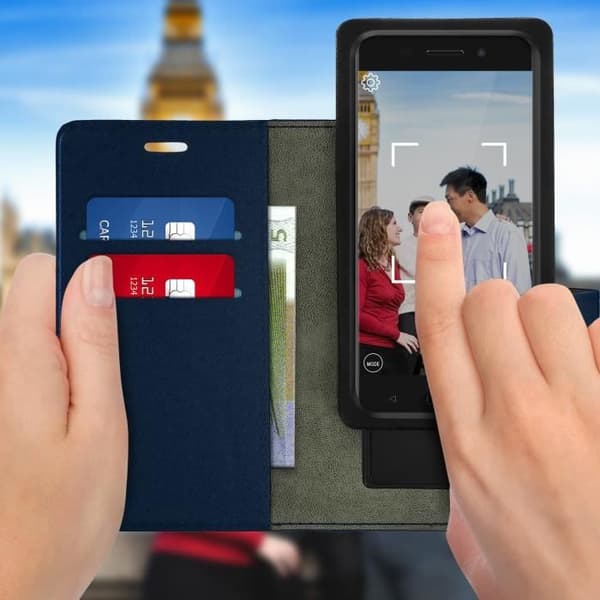 Smartphone Etui - Universel - Pungere - Mørkeblå - 5,3 til 5,8'' - Magnetisk Midnattsblå