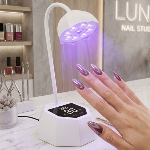UV-lampe til negle med automatisk sensor og roterende hoved hvid Vit