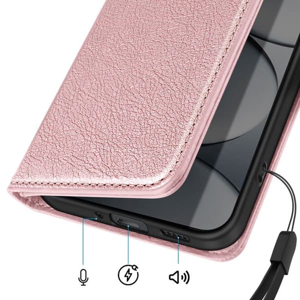 Pungetui til Redmi Note 15 Pro 5G Chesterfield Grainet Stativfunktion Rosa Ros