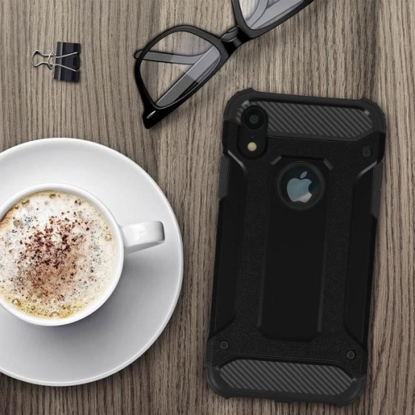 iPhone XR -kuori - Defender II - Iskunkestävä - Musta - Suojaus 1,80 m - Naarmuuntumaton ja pölynkestävä Svart