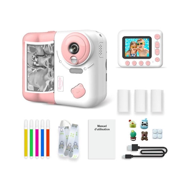 48 MP Instakid Kamera Lapsele, Printer ja Filtrid Valge / Roosa Rosa