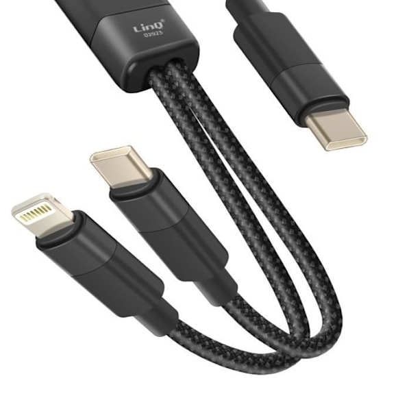 Opladnings- og synkroniseringskabel - LINQ - USB-C til Lightning - 60W - 1,2 m - Sort Svart