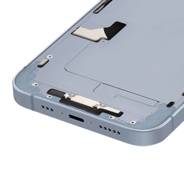Komplet Chassis til iPhone 14 med Bagglas og Kamera Linser Blå Blå