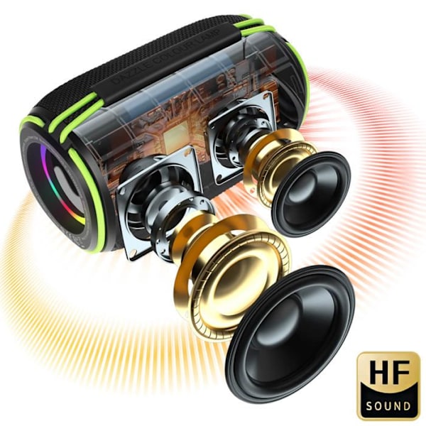 Bluetooth-kaiutin 8h akunkesto LED-valo IPX5 vesitiivis wiwu-kahva Musta Svart