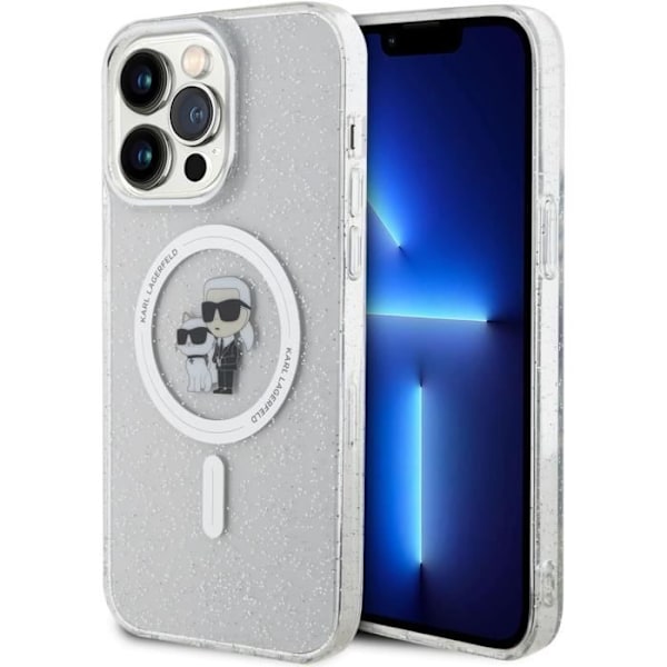 Fodral - KARL LAGERFELD - Karl & Choupette - Genomskinlig - Glitter - MagSafe - iPhone 15 Pro Max 6.7" Klar