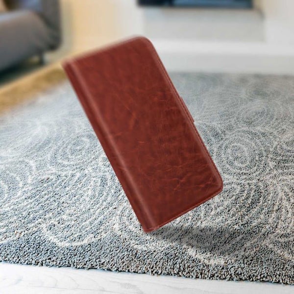 Smartphone-etui 4,3 til 4,7'' Portemonnaie Multirum med glidende kamera brun kastanj