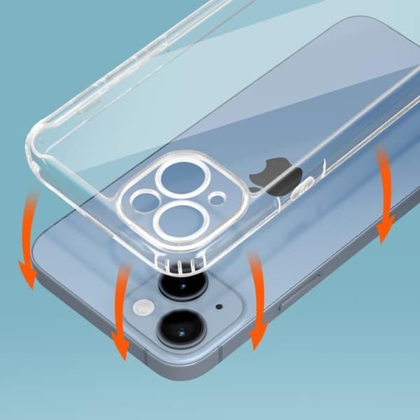 Beskyttelsesskal - AVIZAR - iPhone 14 Plus - Hård bagside i polycarbonat - Blød bumper - Transparent Transparent