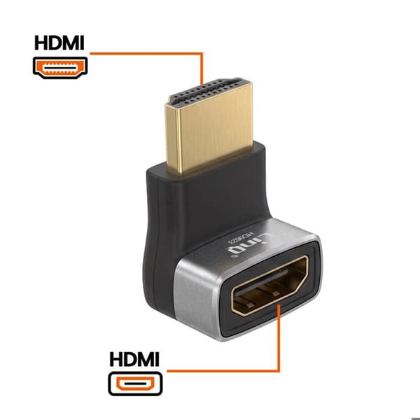HDMI til HDMI 90° Vinkel Videoadapter 8K Ultra HD LinQ Grå